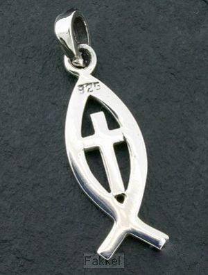 Silver pendant ichtus cross 23mm