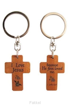 Keyring 2 sided cross He first loved