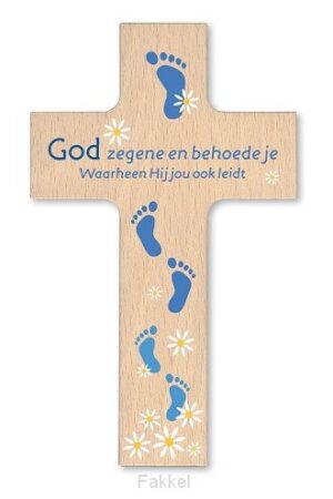 Houten kruisje God zegene 9x15cm