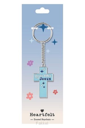 Keyring Cross love like Jesus Blue