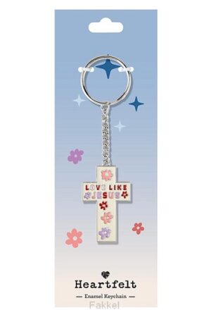 Keyring Cross love like Jesus White