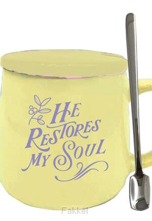 Mug Ceramic cover He restores my soul