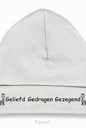 Babymutsje wit/zwart 62-68 Geliefd gedra