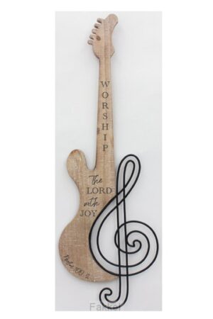 Wall Art Guitar Worship the Lord 53x18cm