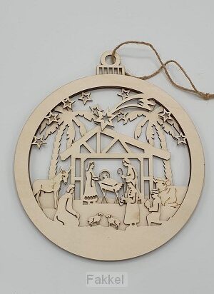 Wooden nativity hanger with trees and st