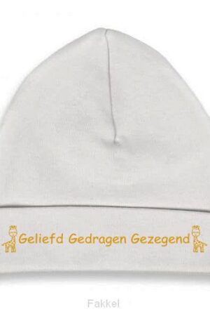 Babymutsje wit/oker 62-68 Geliefd gedrag