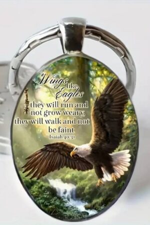 Keyring metal/epoxy Eagle Isaiah 40:31