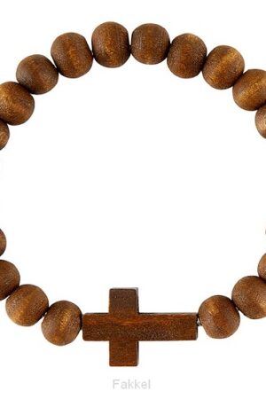 Wood Bracelet Cross Dark Brown