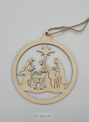 Wooden nativity scene hanger 15cm